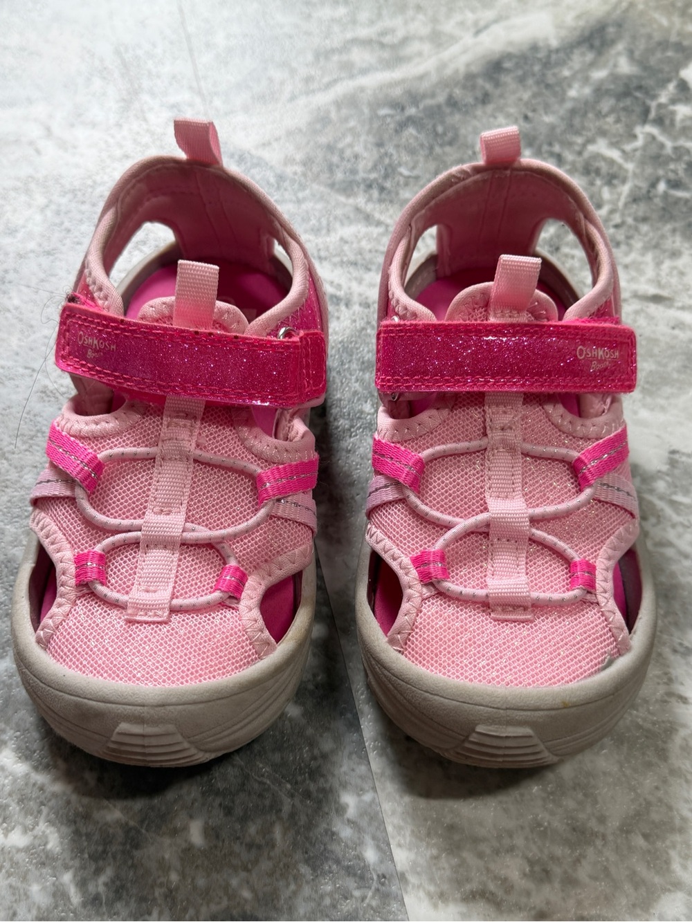 OshKosh B’gosh Girls Size 9 Toddler Pink Glitter Sport Sandals Water Shoes